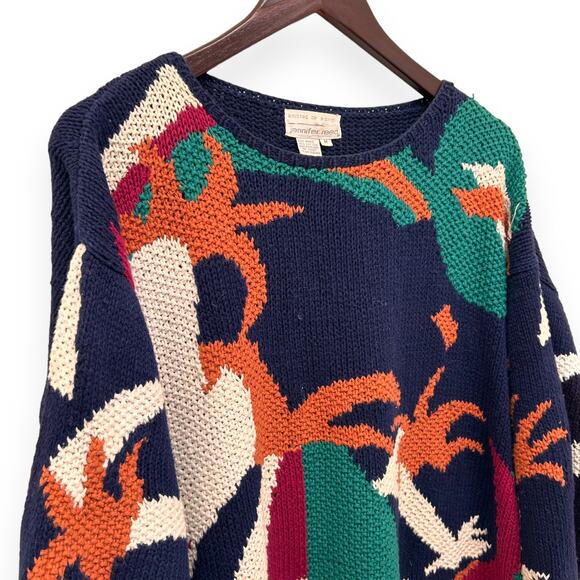 VTG Jennifer Reed Abstract Geo Hand Knitted Sweater Womens Medium - Picture 3 of 5